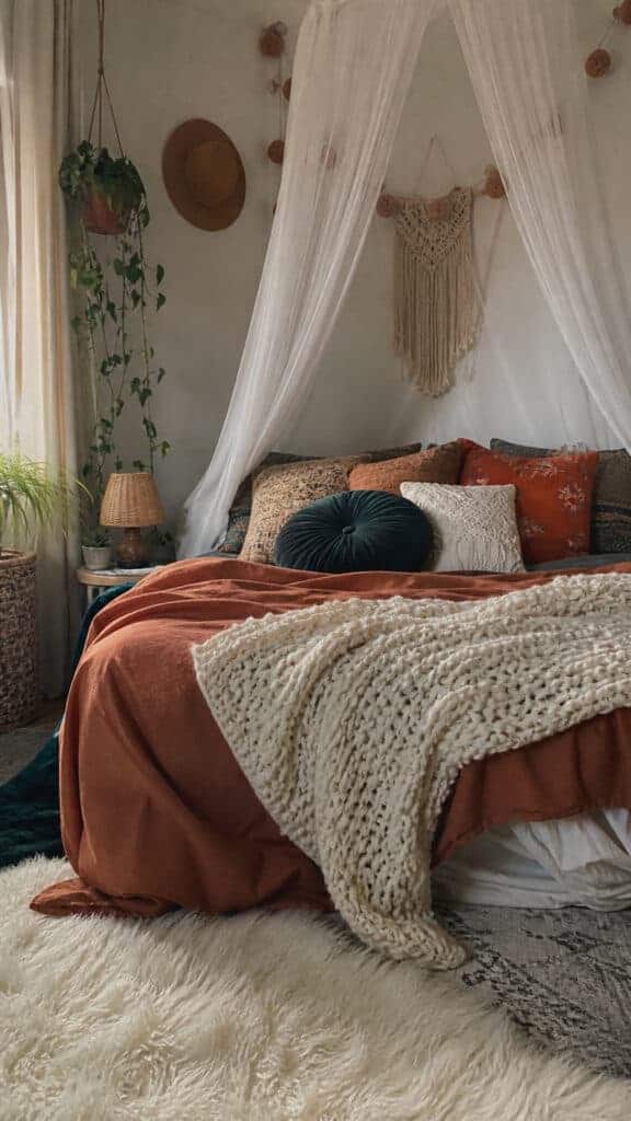 Layered Textiles and Cozy Bedding