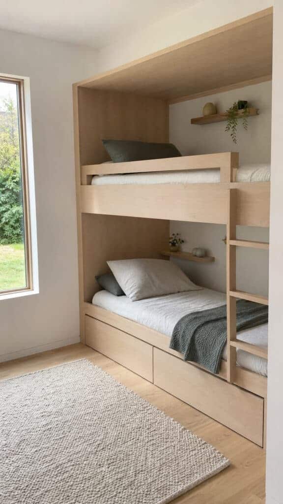 Minimalist Built In Bunk Beds with Clean Lines