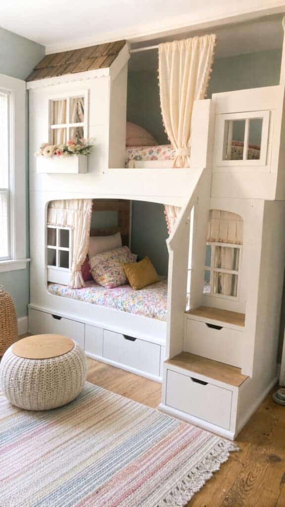 Playhouse-Style Bunk with Storage Stairs