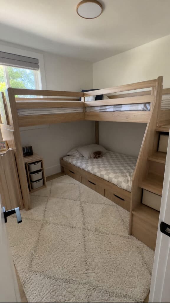 L-Shaped Bunk Beds with Built-In Storage