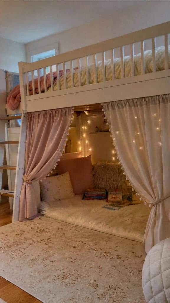 Curtained Reading Cave Beneath the Bottom Bunk