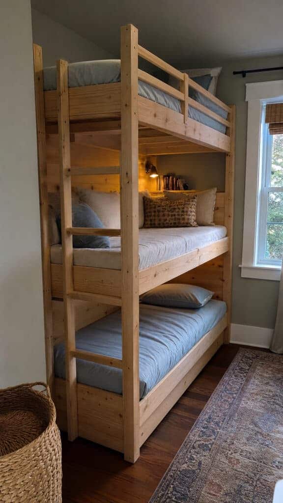 Triple Bunk with Middle-Level Reading Bench