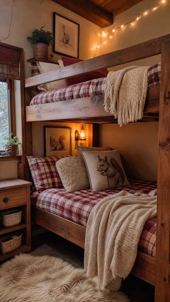 Rustic Wood Cabin Style Bunk Bed