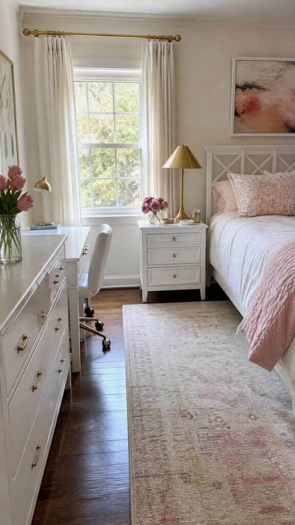 Crisp White Furniture with Gold Hardware