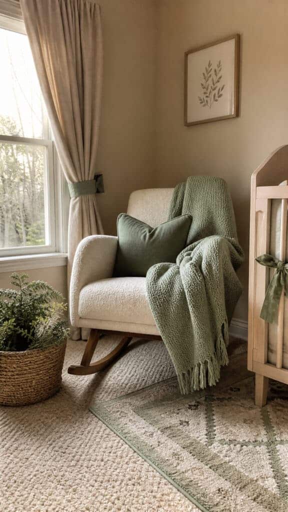 Neutral Textiles with Sage Green Accents
