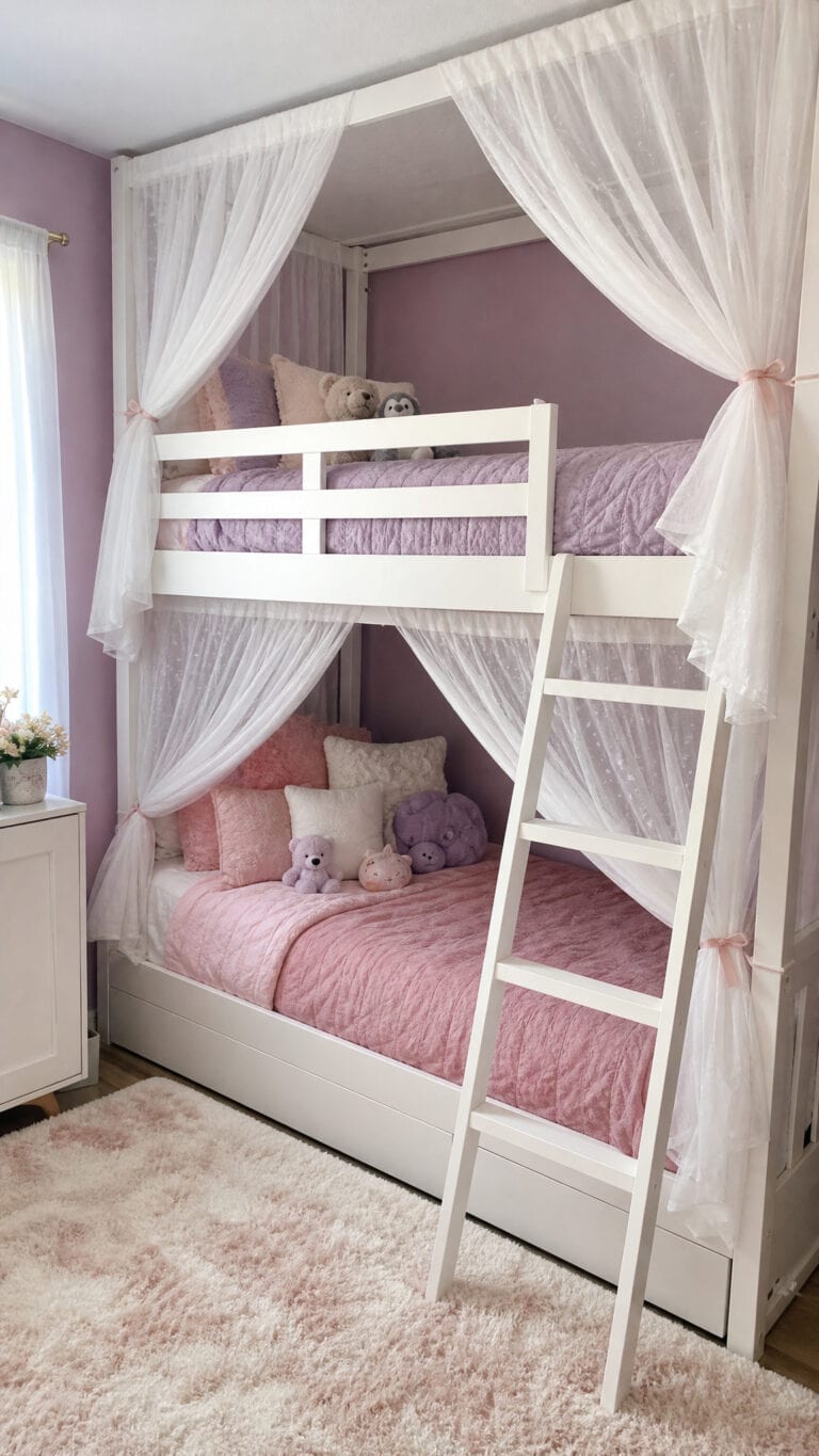 Classic Twin-Over-Twin Bunk Beds with Feminine Touches