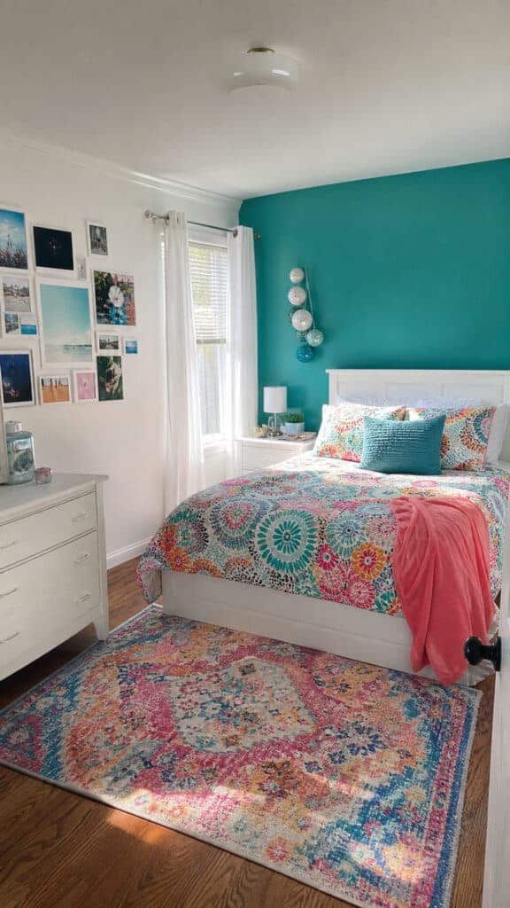 Crisp White with Colorful Accent Wall