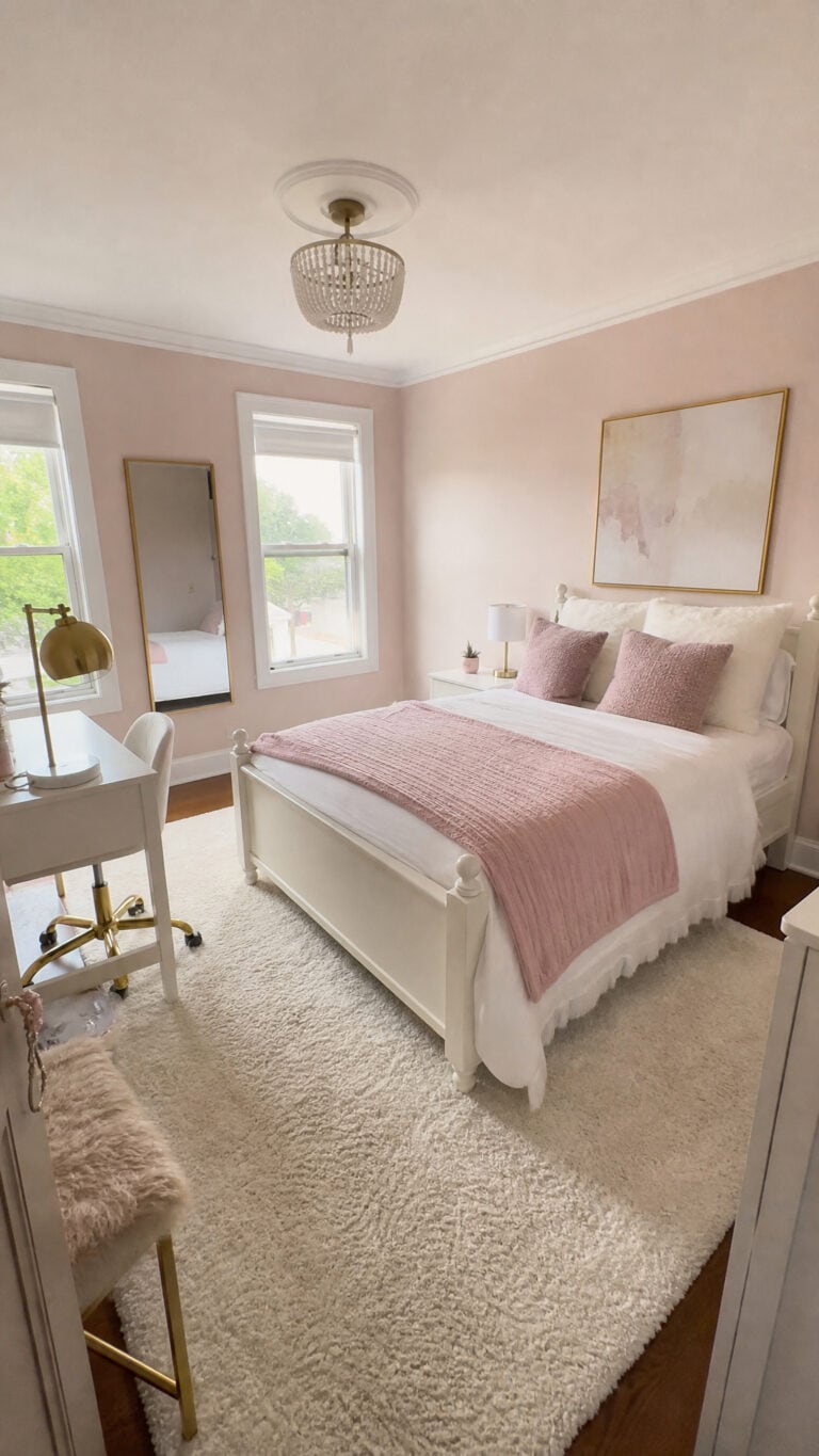 Soft Blush Pink with White Trim