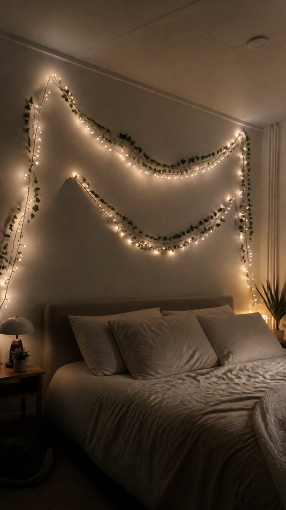 String Light Magic Above the Headboard