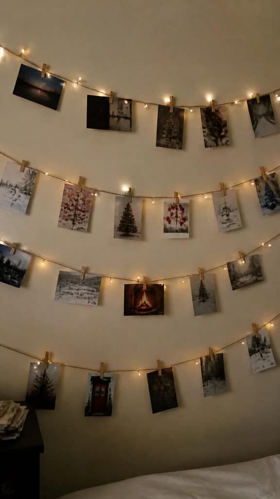Photo Display with Holiday Cards and Memories