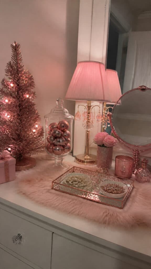 Glamorous Vanity with Rose Gold and Blush Accents