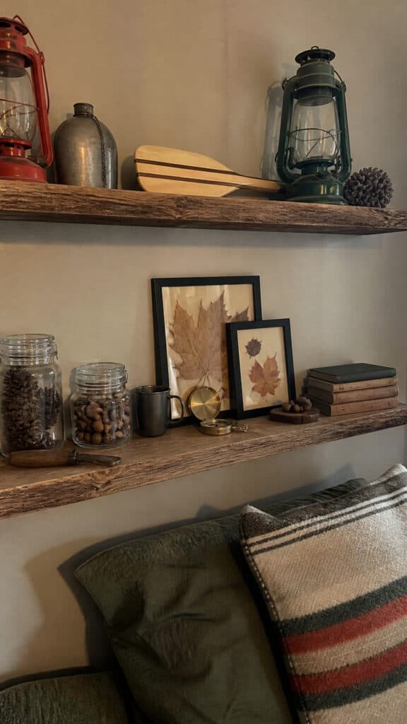 Rustic Wooden Shelves With Nature Collections