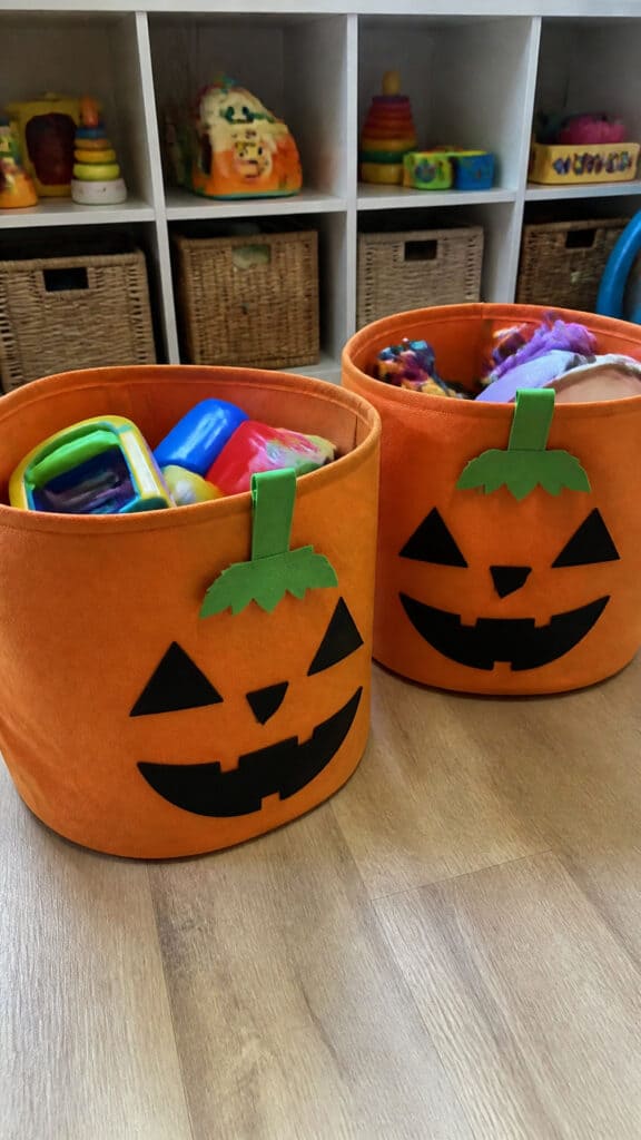 Pumpkin-Themed Storage Bins