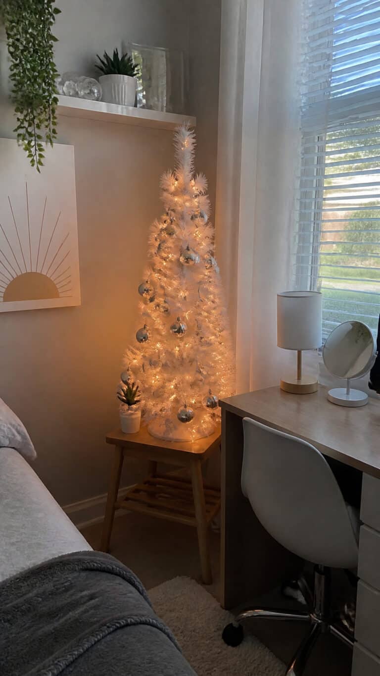 Minimalist White Mini Tree with String Lights