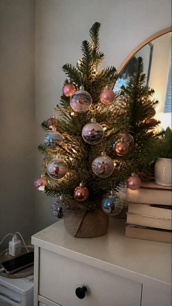 Tabletop Tree with Photo Ornaments