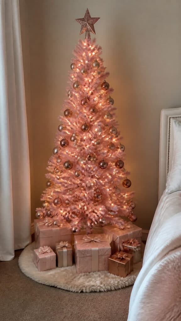 Blush Pink Christmas Tree with Rose Gold Ornaments