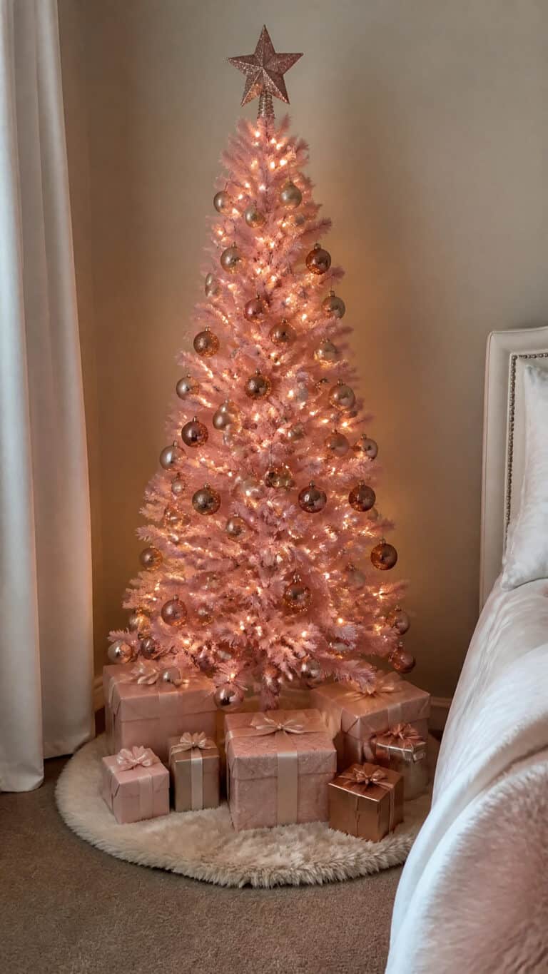 Blush Pink Christmas Tree with Rose Gold Ornaments