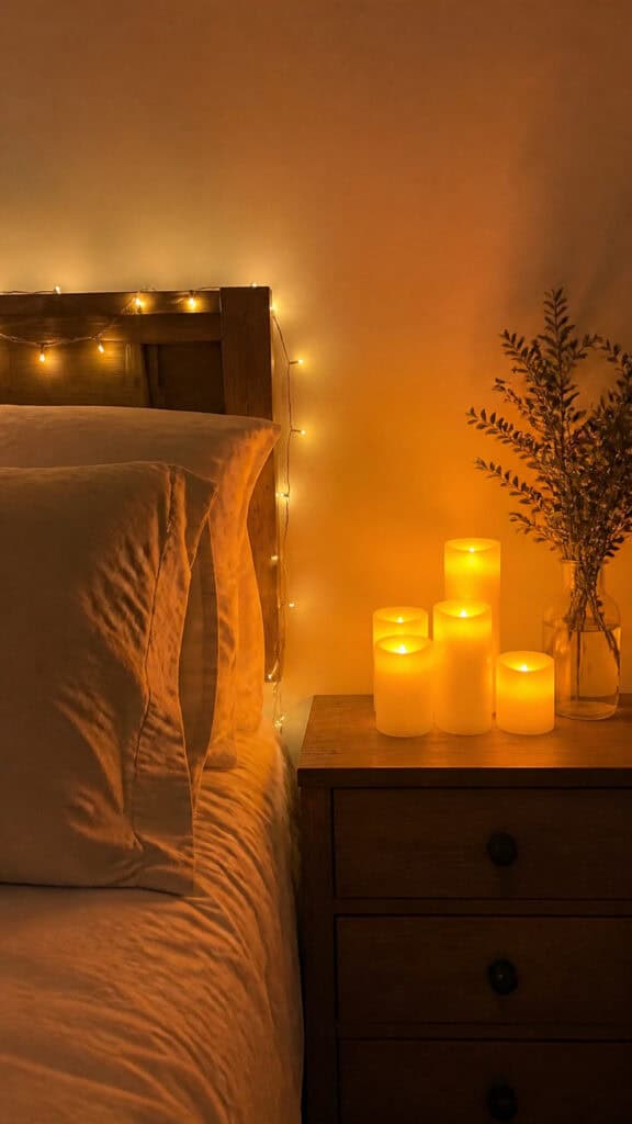 Incorporate Warm Lighting with String Lights or Candles