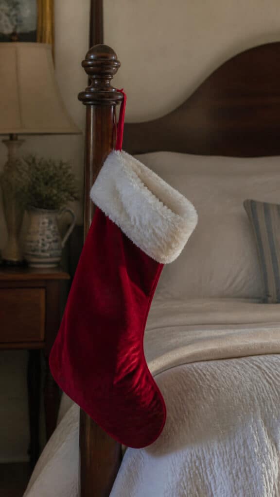Christmas Stocking Hung on a Bedpost